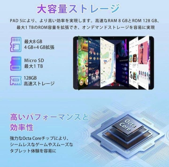PAD 5 タブレット 8.68インチ Android 14 8GB 128GB