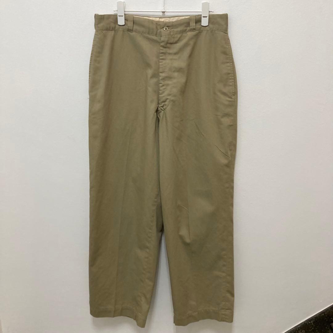 60s チノパン ワークパンツ カーキベージュ W32 ワイド ヴィンテージ
