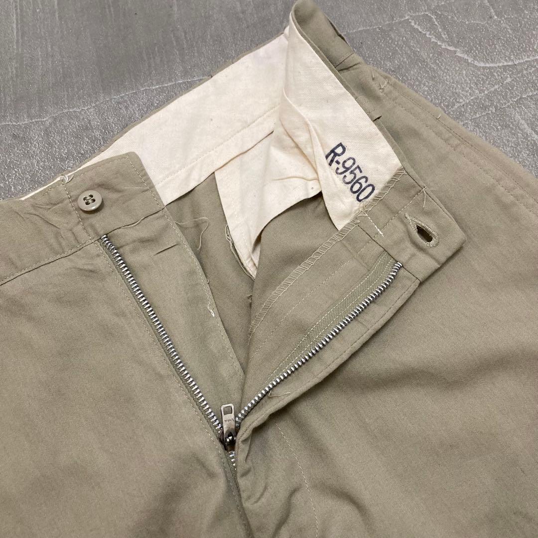 60s チノパン ワークパンツ カーキベージュ W32 ワイド ヴィンテージ
