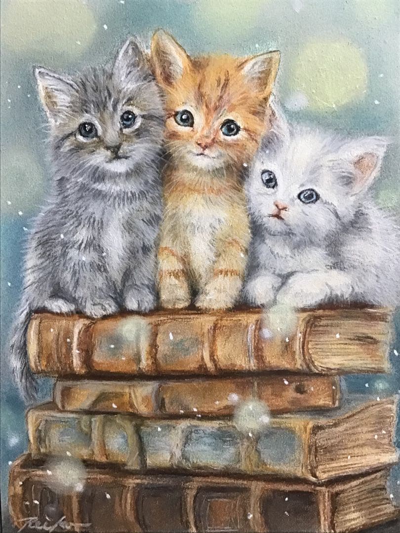 天使のクリスマス　絵画アート原画　パステル画