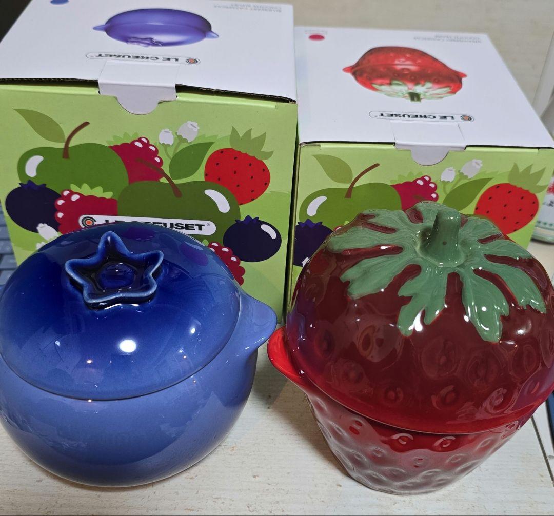 ∞ルクルーゼ∞ミニブルーベリー&ミニストロベリー　陶器キャニスター 2個セット