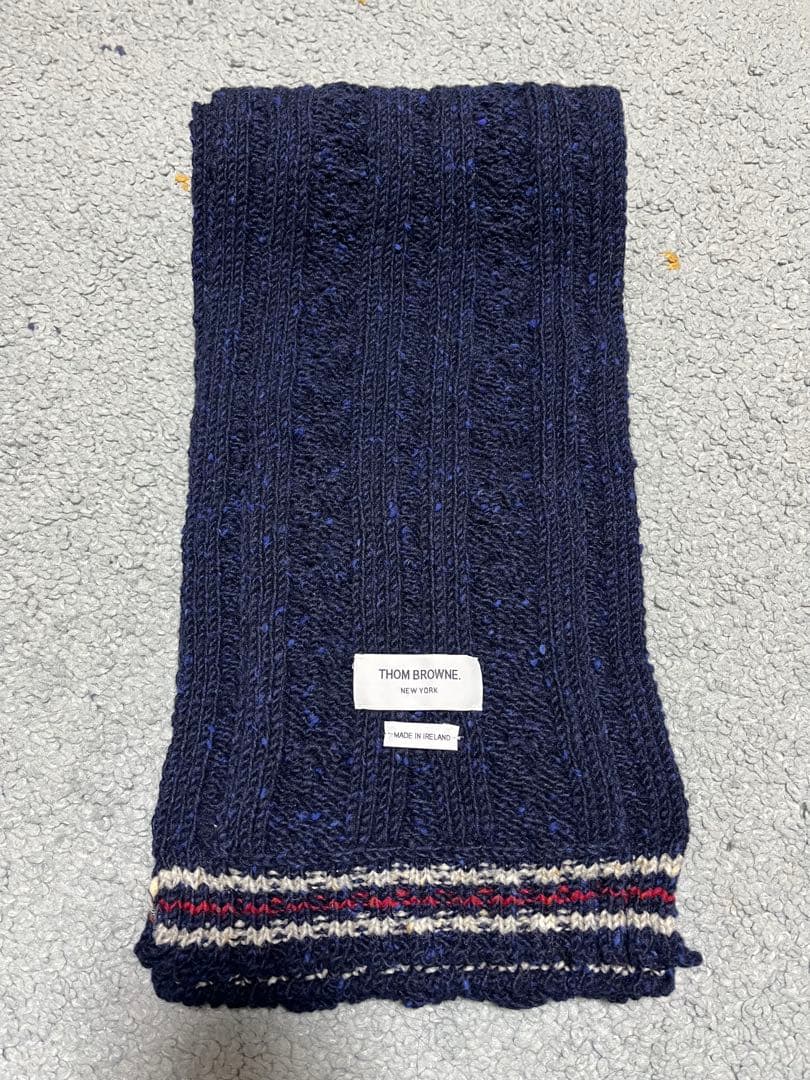 タグなし新品THOM BROWNE ポケット付きマフラー 箱付き アイルランド製