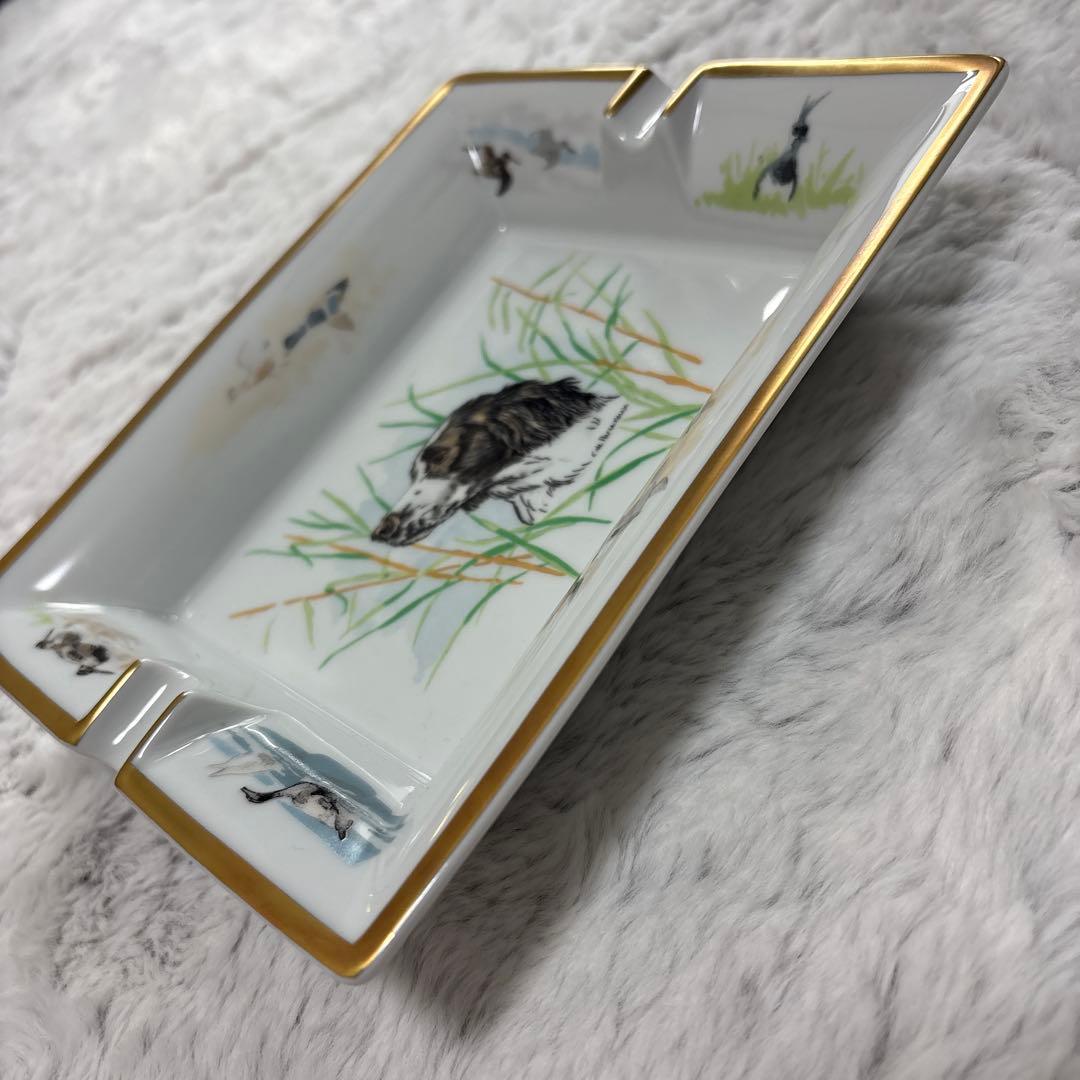 HERMES エルメス アッシュトレイ 灰皿 スクエア トレイ 角皿 犬