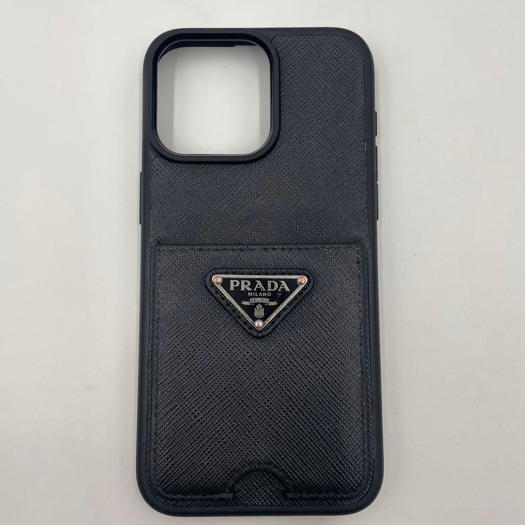 PRADA iPhone15pro MAXケース サフィアーノレザー 三角ロゴ