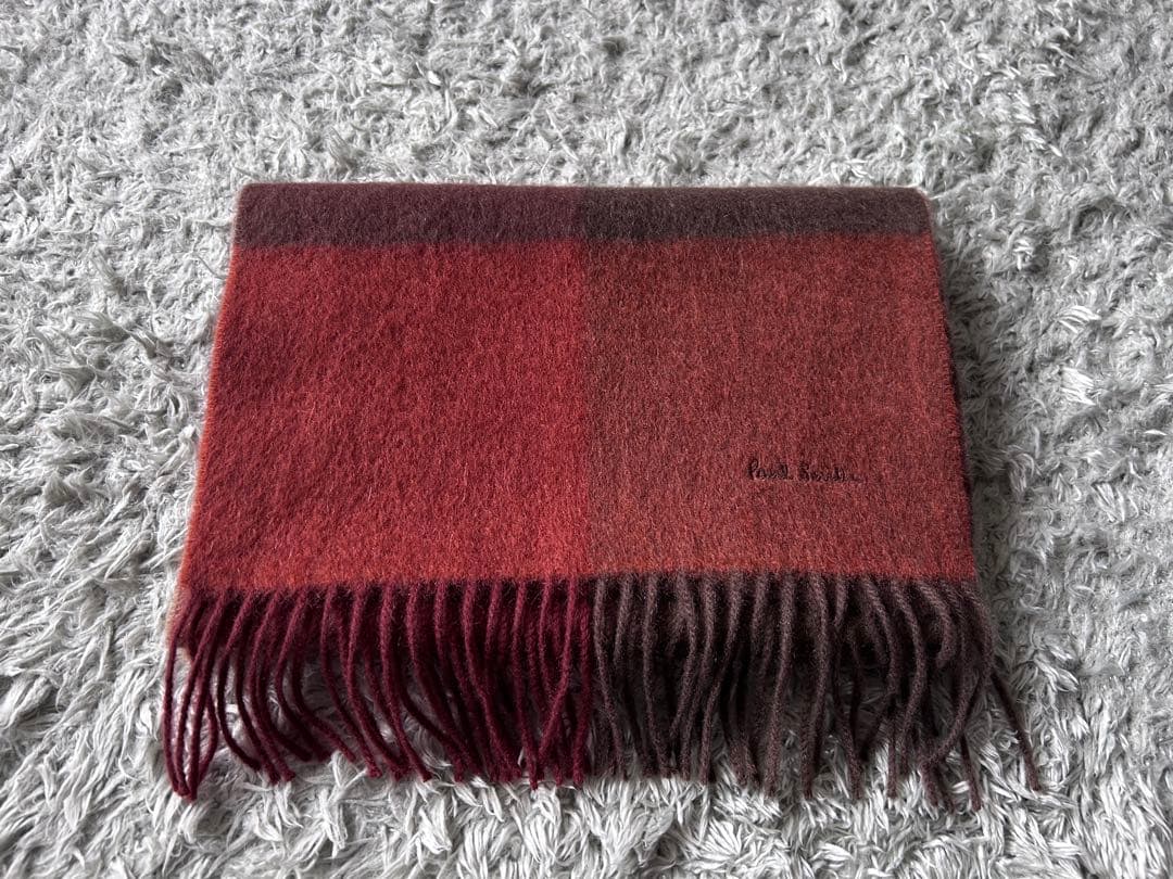 【超美品】ポールスミス ブロックチェック カシミヤマフラー