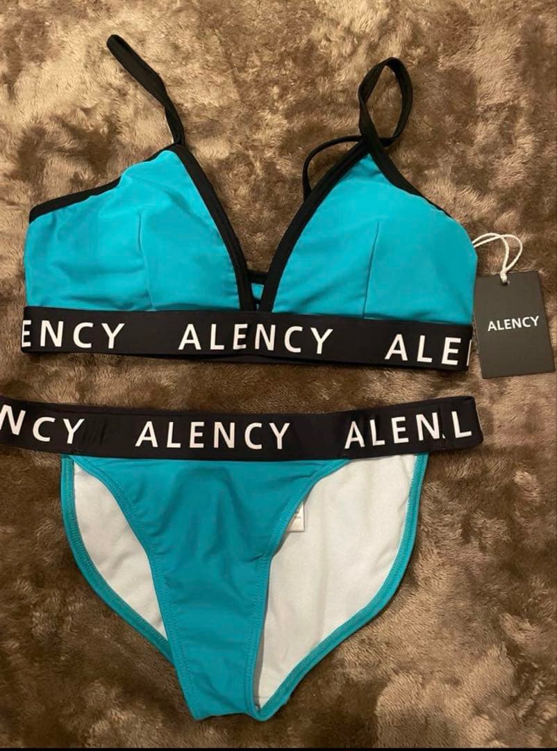 ALENCY アレンシー 水着 ロゴ入りトライアングルビキニ アクア