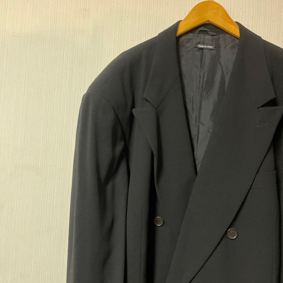 大きいサイズ ジョルジオアルマーニ ダブルスーツ サイズ66 ブラック メンズ
