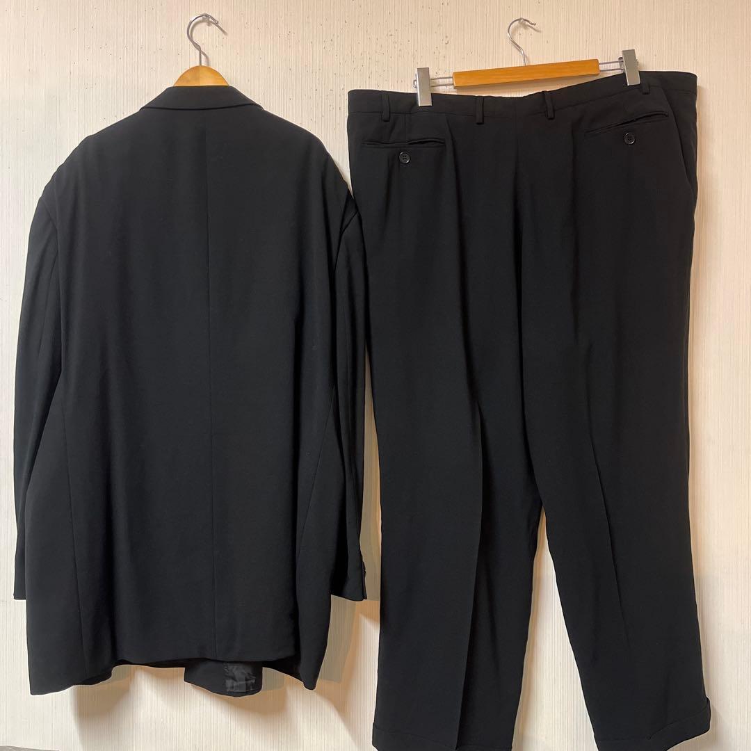 大きいサイズ ジョルジオアルマーニ ダブルスーツ サイズ66 ブラック メンズ