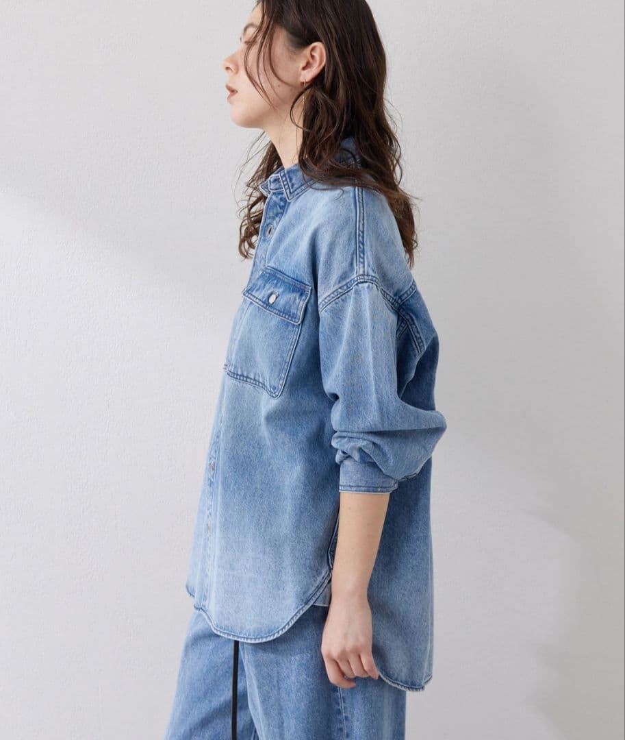 完売品　ウィムガゼット　ドロップデニムシャツ　インディゴブルー