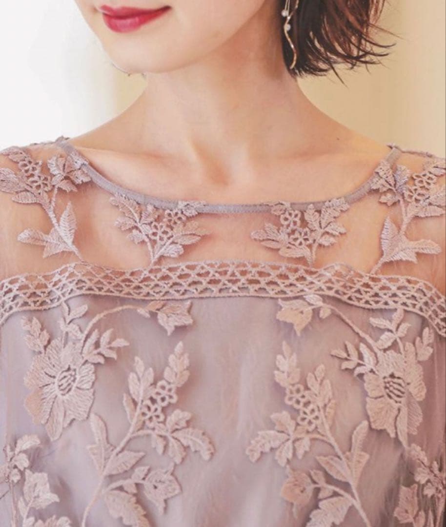 【新品】結婚式 お呼ばれ 成人式 ドレス 刺繍 切り替え フレアレース