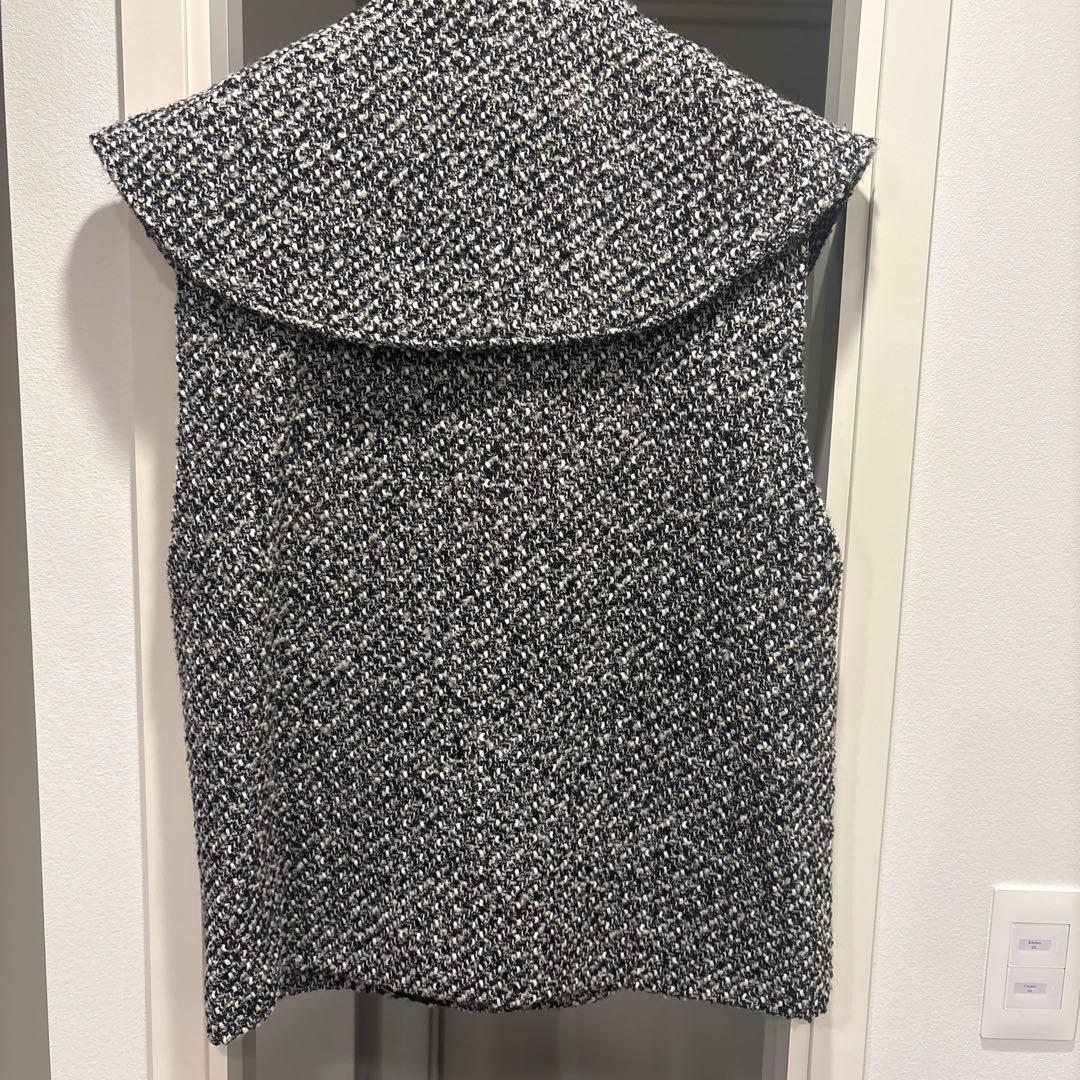 eLLA ツイード風 大きな襟 ベスト