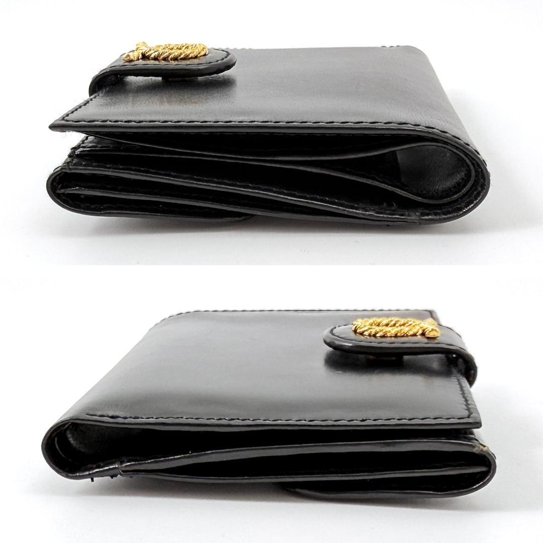 定価8.8万【未使用品？】 ロウナー ロンドン 二つ折り財布 黒 ゴールドロゴ