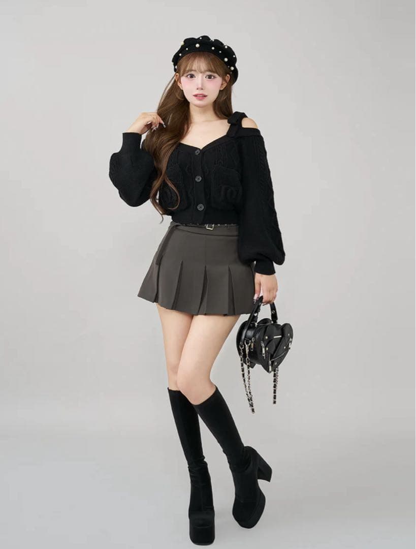 Darich セミワイドプリーツテーラードミニスカート グレー