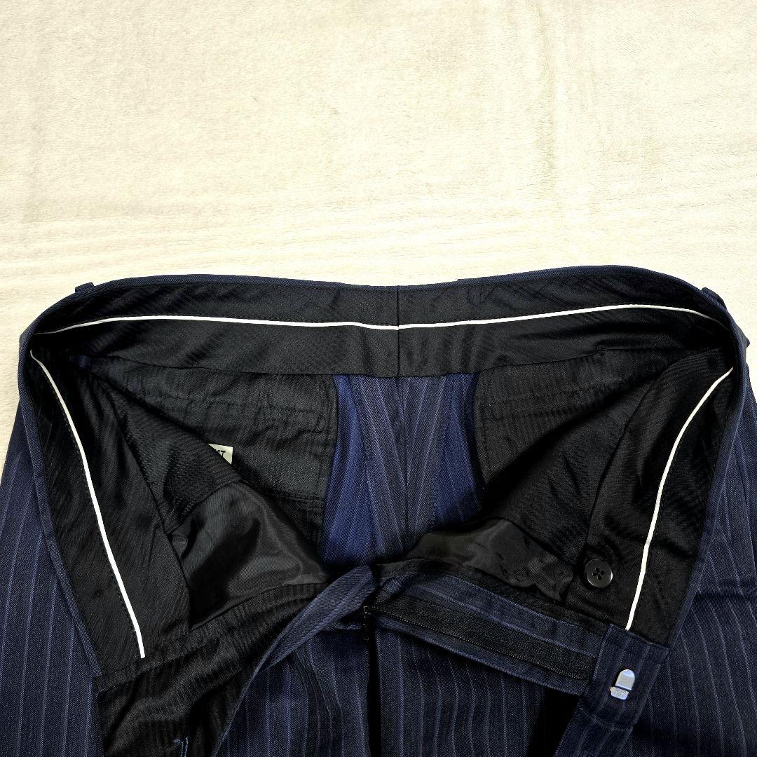 スーツセレクト 3ピース ビジネススーツセットアップ ストライプ ネイビー A6