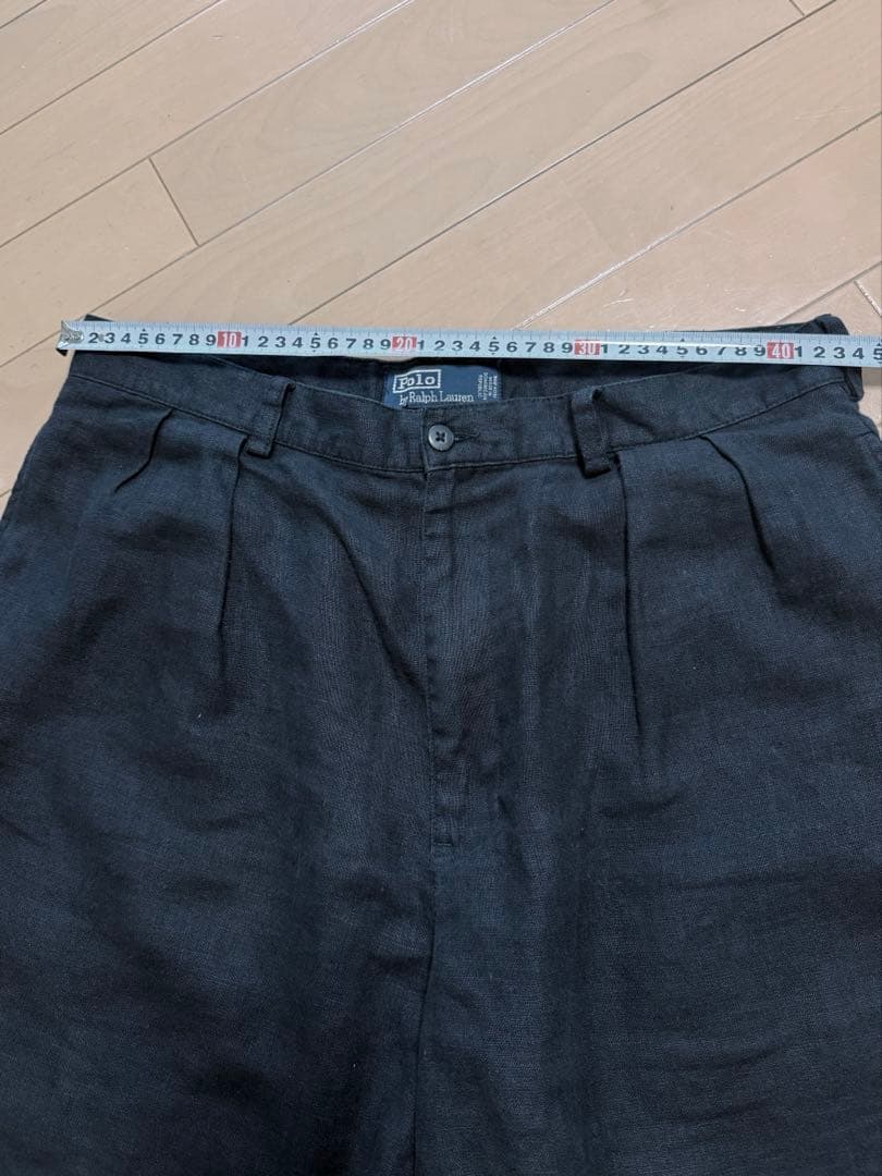 90s Polo ラルフローレン　リネン　ブラック　ショート　パンツ　黒 w35