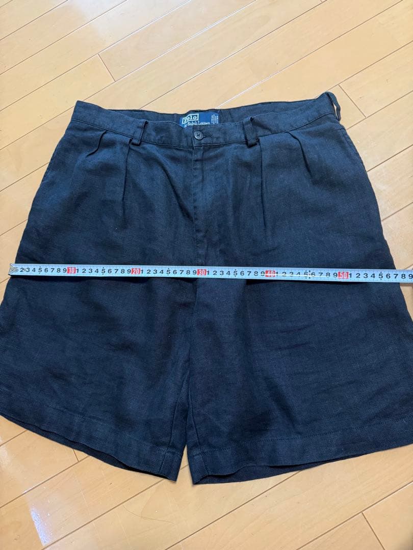 90s Polo ラルフローレン　リネン　ブラック　ショート　パンツ　黒 w35