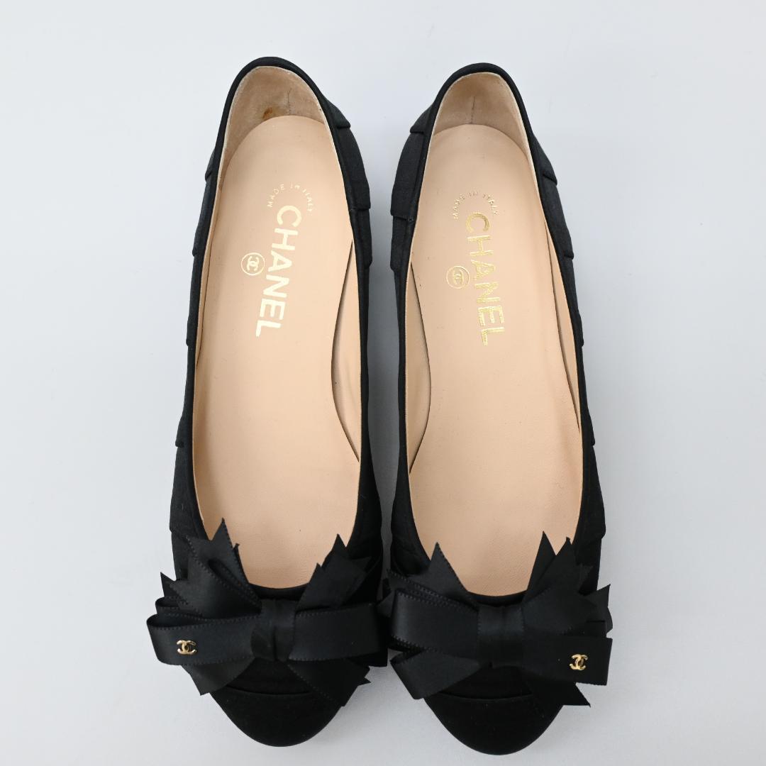 ■ □ 149★年 07P CHANEL シャネル リボンパンプス ココマーク*