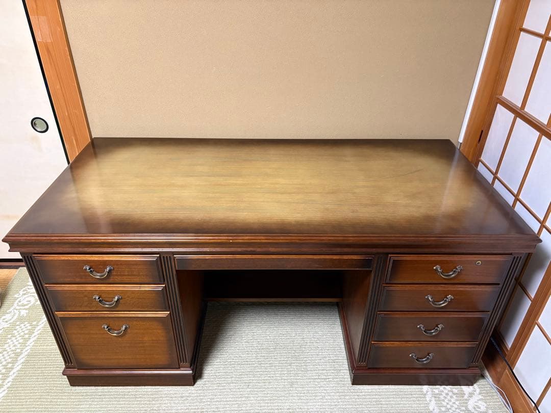 カリモク 木製 書斎机 クラシックスタイル