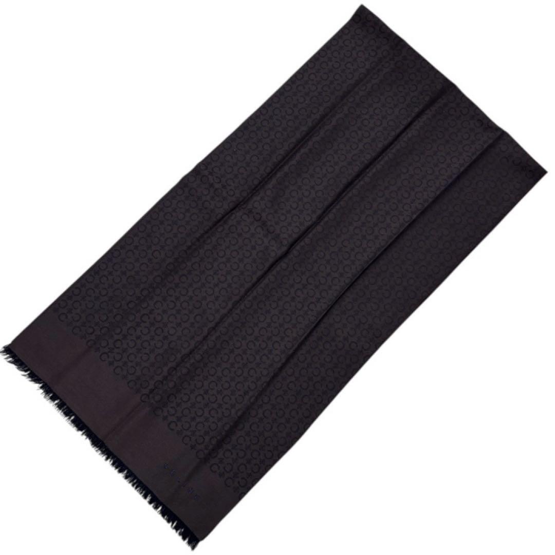 希少 セリーヌ CELINE 大判 マフラー ショール マカダム ダークブラウン