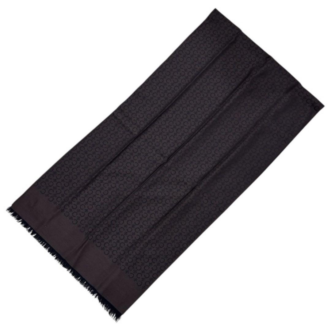 希少 セリーヌ CELINE 大判 マフラー ショール マカダム ダークブラウン