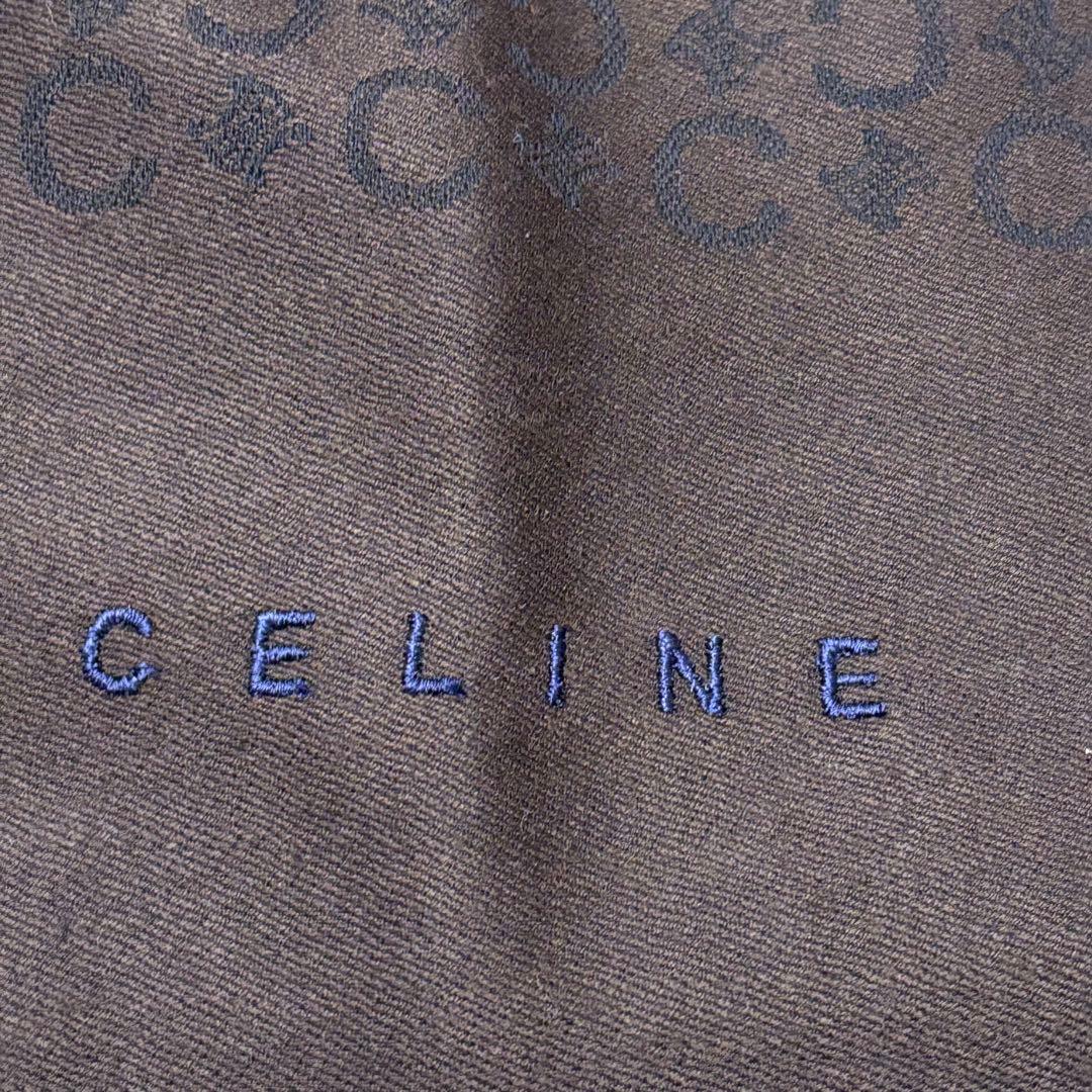 希少 セリーヌ CELINE 大判 マフラー ショール マカダム ダークブラウン