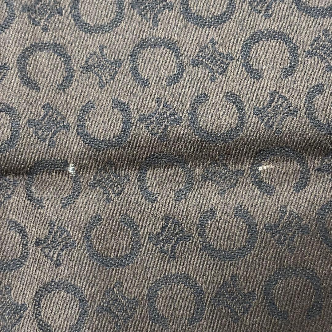 希少 セリーヌ CELINE 大判 マフラー ショール マカダム ダークブラウン