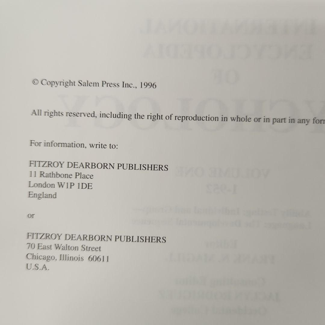 洋書 International Encyclopedia of Psychology