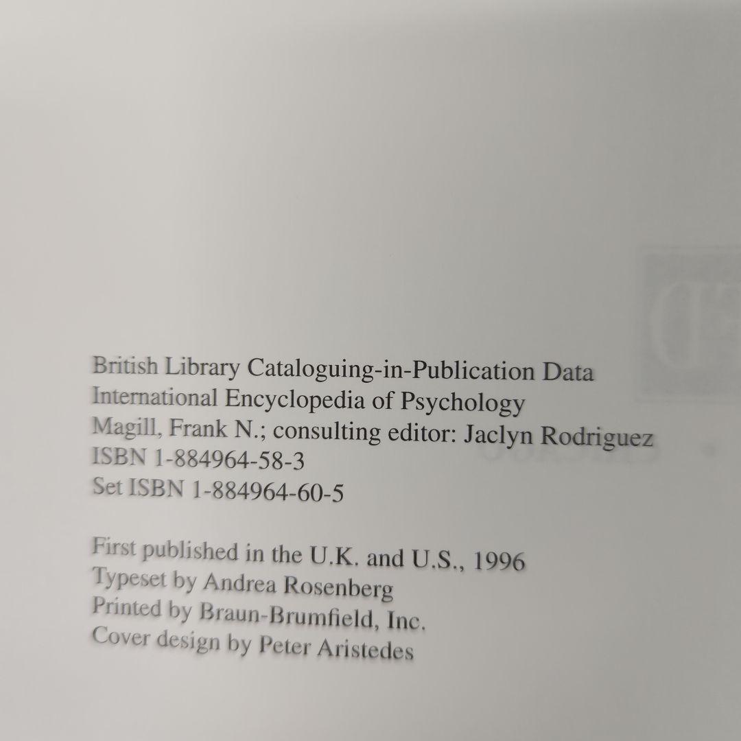 洋書 International Encyclopedia of Psychology