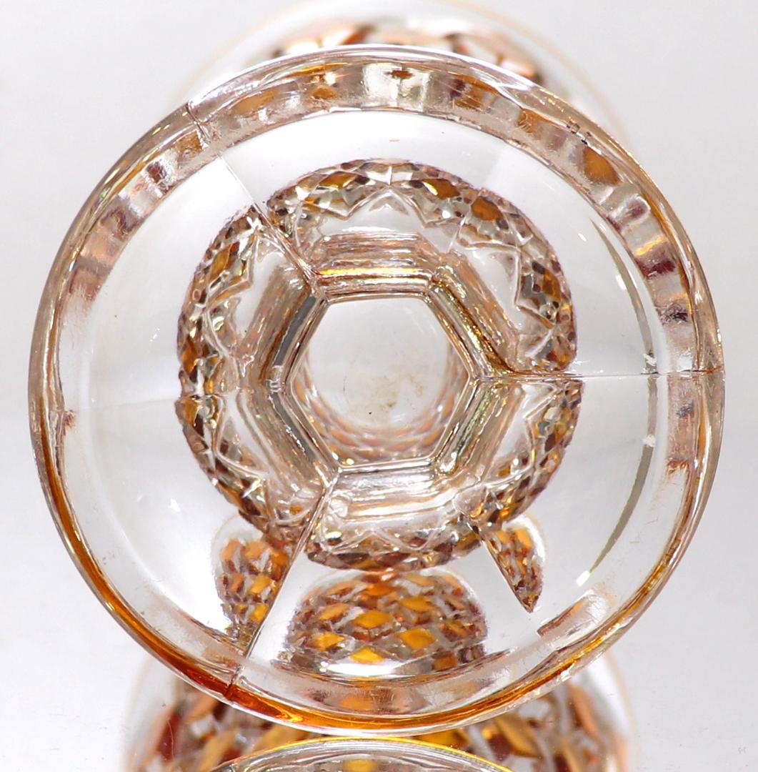 オールド・バカラ 最高級 琥珀色被せ ディアマン・カレ 大型 花瓶 アンバー色