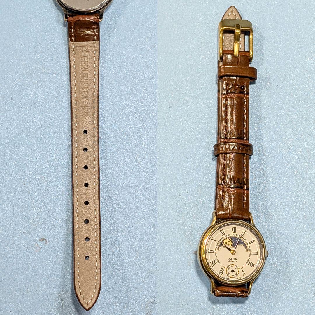 SEIKO ALBA サン&ムーンスレディース電池ベルト交換済み可動品G-11