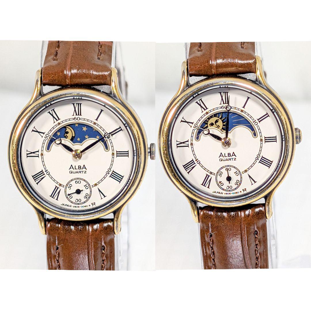 SEIKO ALBA サン&ムーンスレディース電池ベルト交換済み可動品G-11