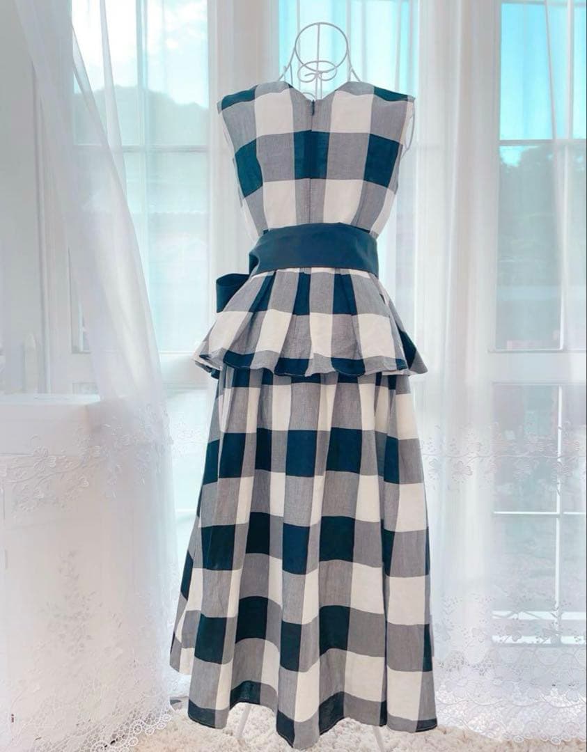 【Moe様♡】ルルウィルビー ギンガムペプラムブラウス ランダムタックスカート