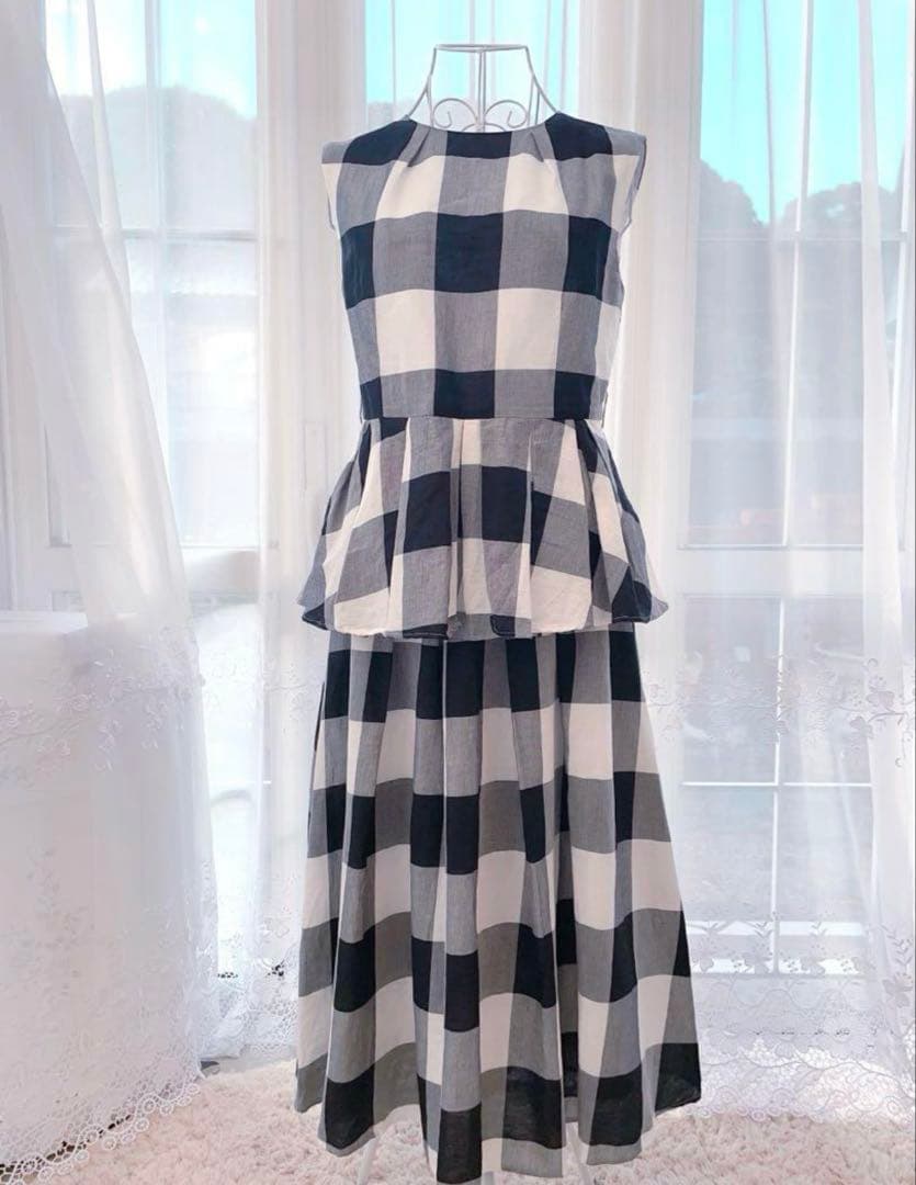【Moe様♡】ルルウィルビー ギンガムペプラムブラウス ランダムタックスカート