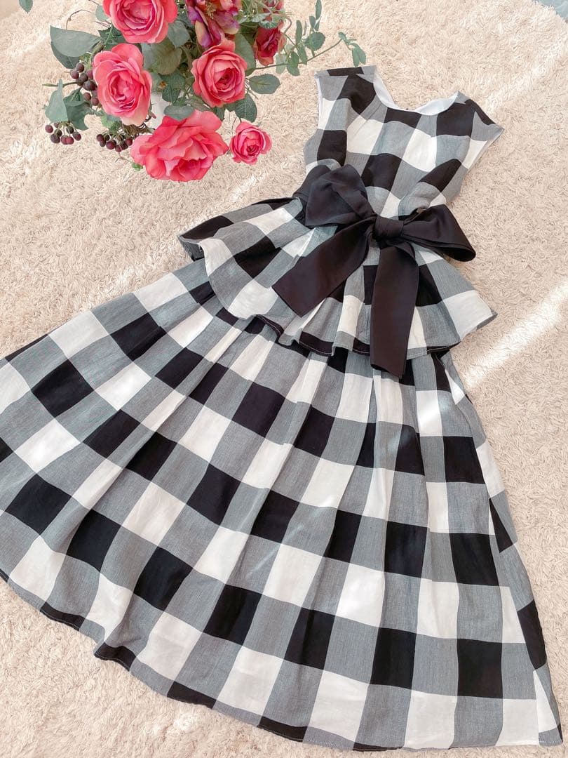 【Moe様♡】ルルウィルビー ギンガムペプラムブラウス ランダムタックスカート