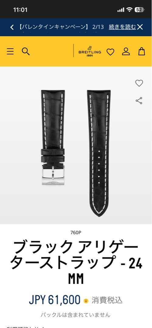 BREITLING ブライトリング純正レザーベルト 24-20 尾錠付き760P