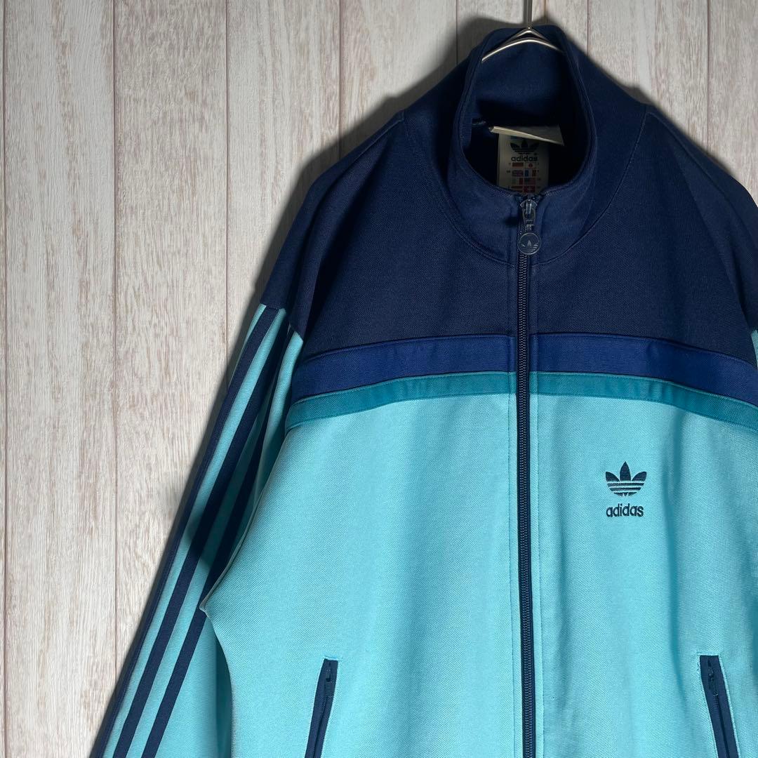 【絶妙配色カラー】アディダス80s 　刺繍ロゴ　万国旗タグ トラックジャケット