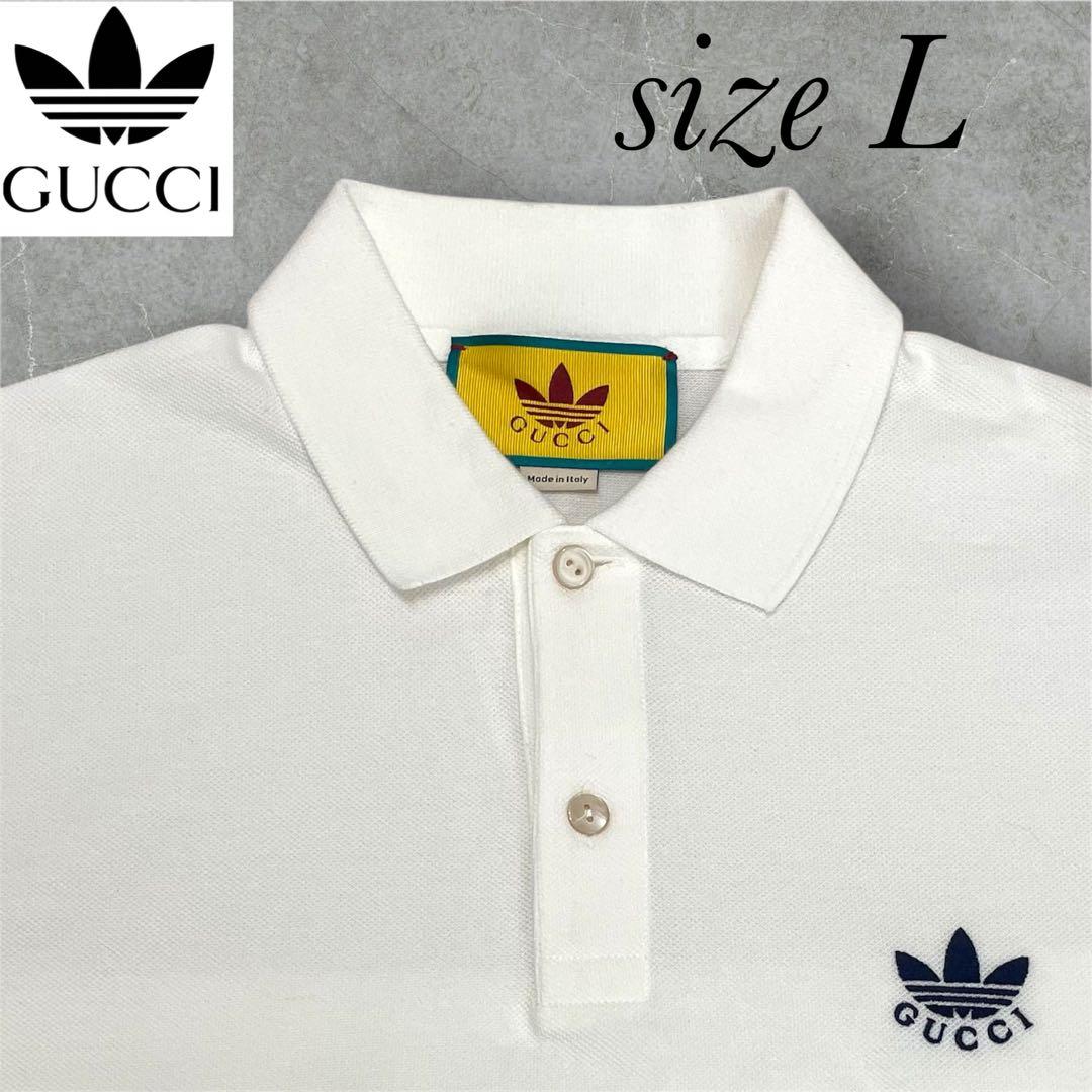 【美品】GUCCI x ADIDAS　ポロシャツ　白　グッチ　アディダス　半袖