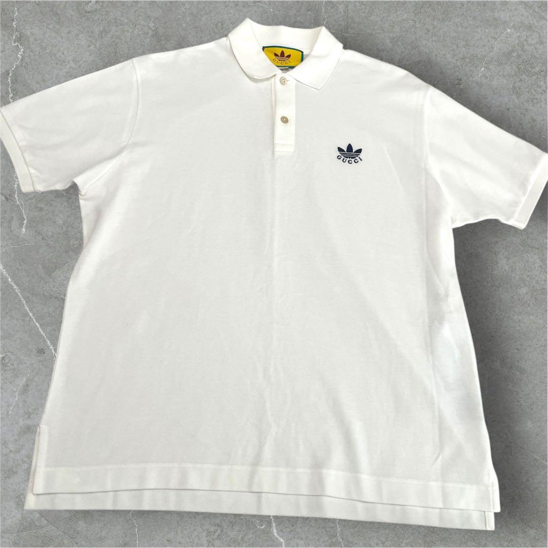 【美品】GUCCI x ADIDAS　ポロシャツ　白　グッチ　アディダス　半袖