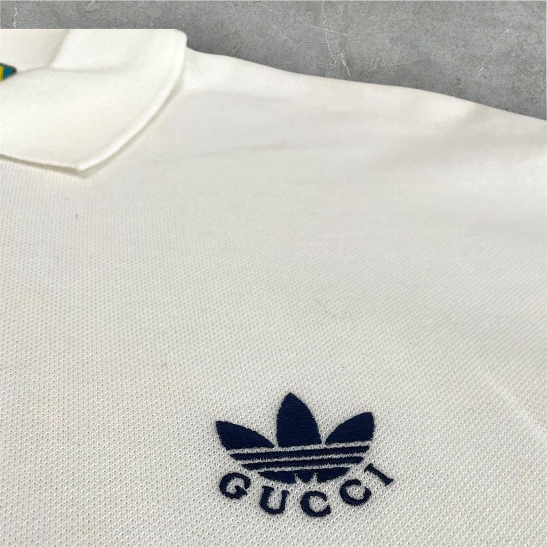 【美品】GUCCI x ADIDAS　ポロシャツ　白　グッチ　アディダス　半袖