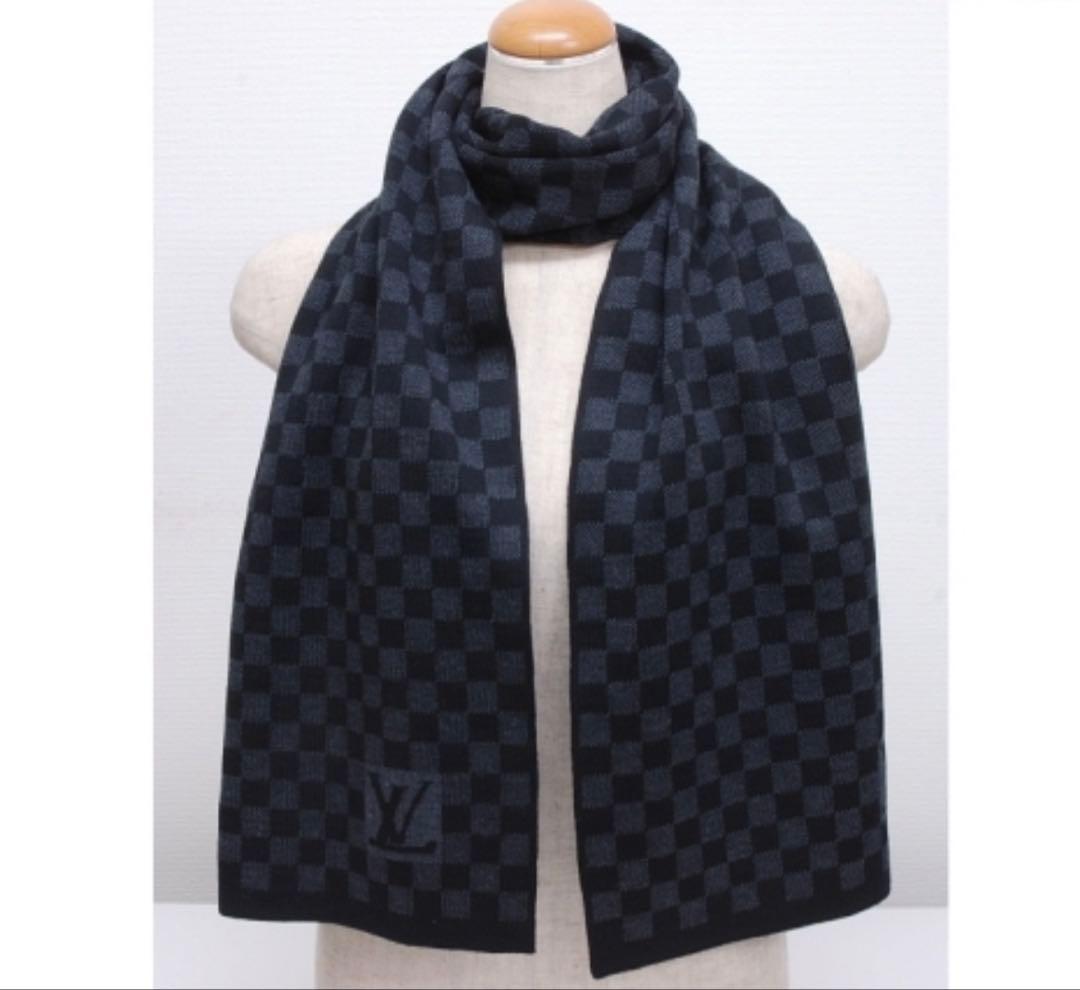 新品箱紙袋付❗️LVロゴマフラー✨ヴィトンマフラー❗️ヴィトン　マフラー　ダミエ