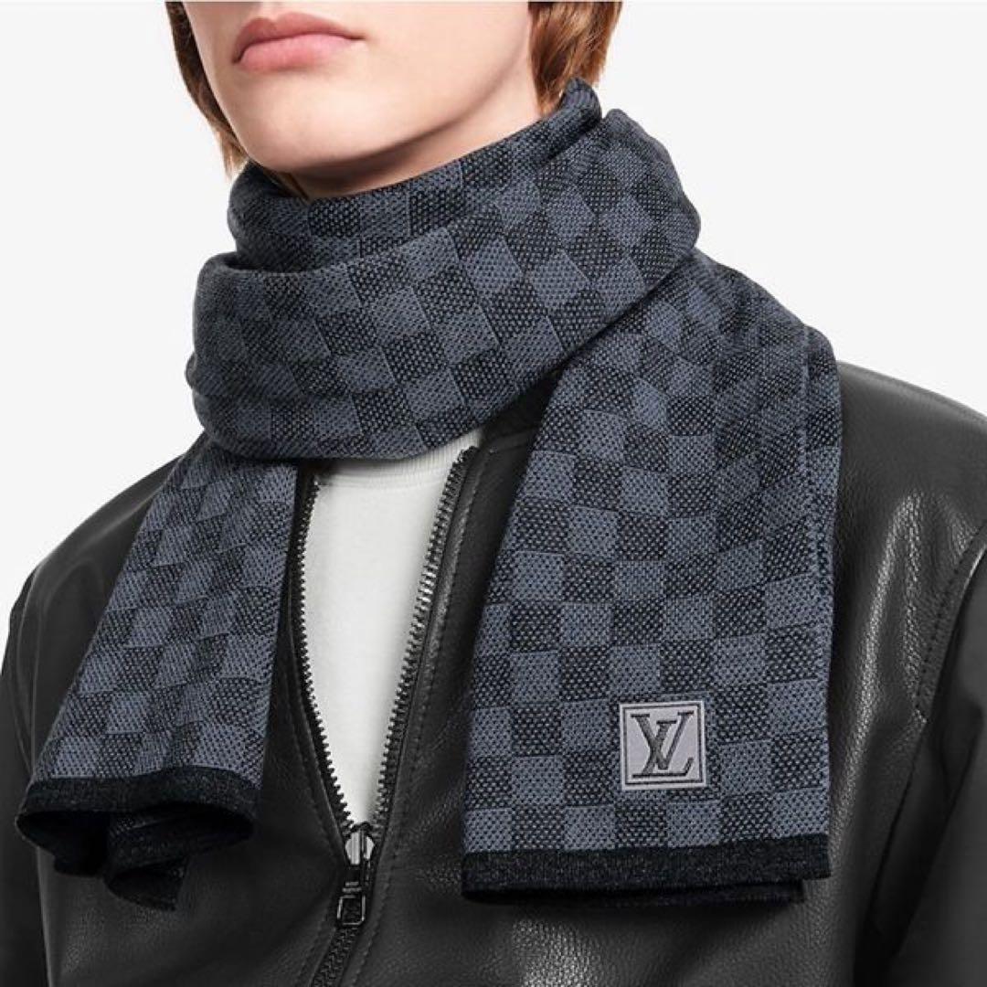 新品箱紙袋付❗️LVロゴマフラー✨ヴィトンマフラー❗️ヴィトン　マフラー　ダミエ