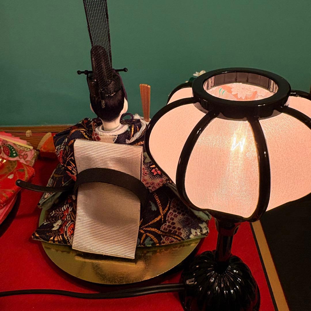 福仙 雛人形セット ケース入り ライト 桜の装飾付き