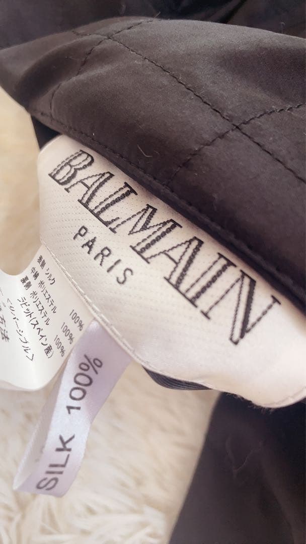 【 BALMAIN 】シルク100% ＊ リバーシブルファージャケット 美品