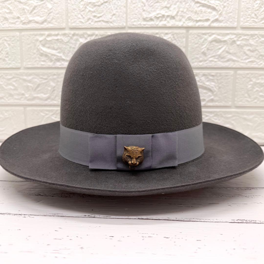 極美品　グッチ　キャット　うさぎフェルトハット　帽子 Lサイズ