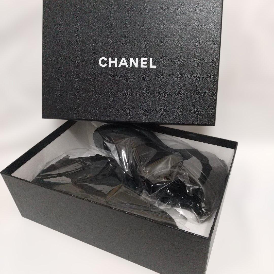 美品 CHANEL ブラック レザースニーカー 37 (24cm)
