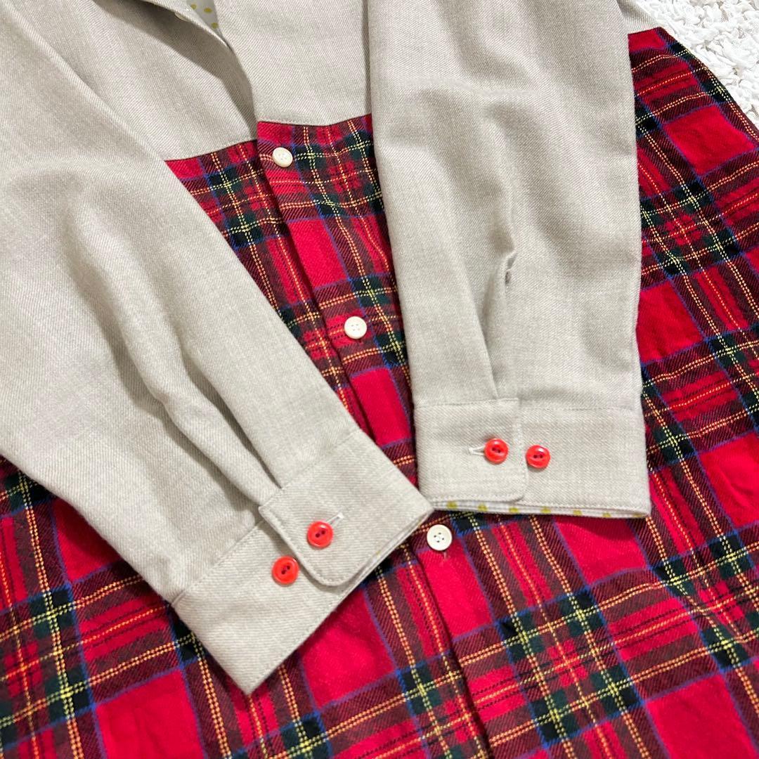 快晴堂　カイセイドウ　タータンチェック切替ワンピース　日本製