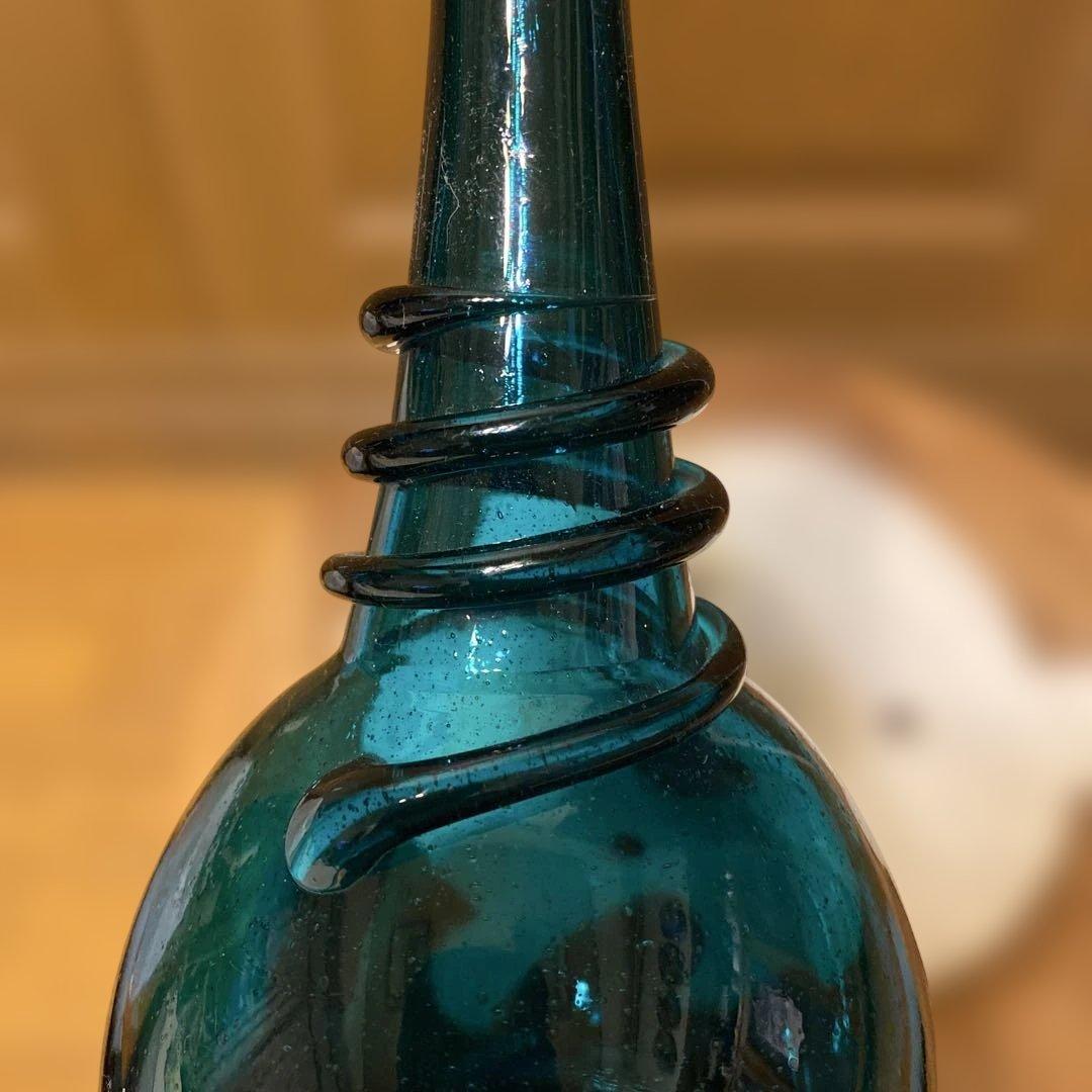 [まーる]倉敷ガラス　小谷真三　青巻付瓶　小瓶