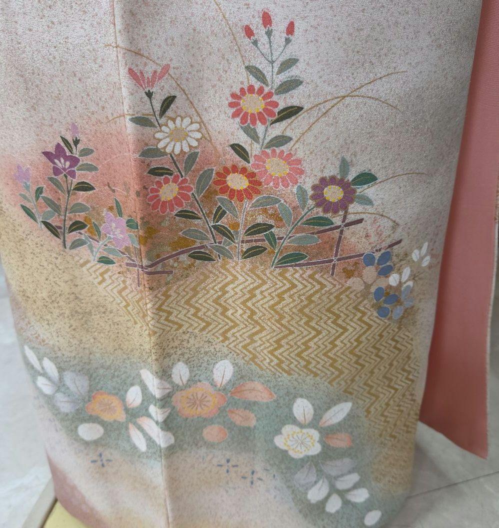 訪問着4点フルセット、着物、袋帯、帯締め、帯揚げ トールサイズ対応