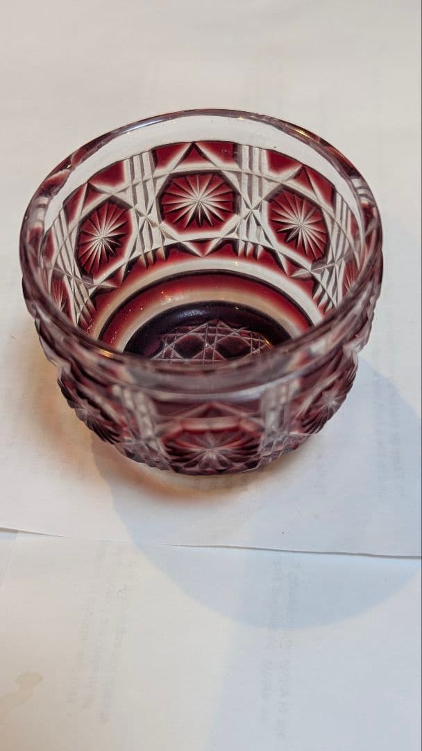 薩摩切子　猪口　八角籠目　刻印あり　ぐい呑み　島津　薩摩十字　訳あり