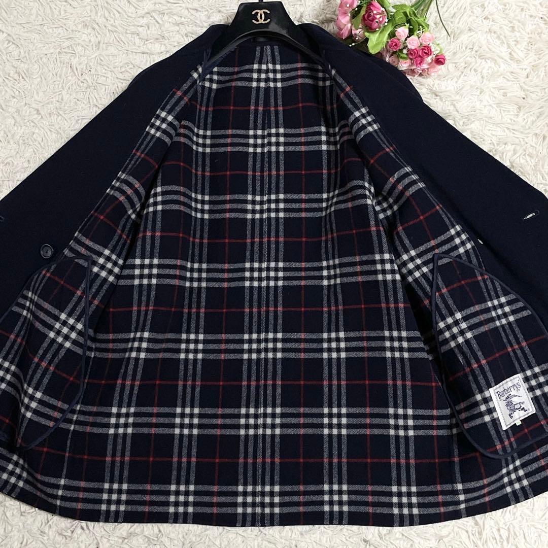 極美品● バーバリー コート ダブルフェイス ノバチェック ネイビー M